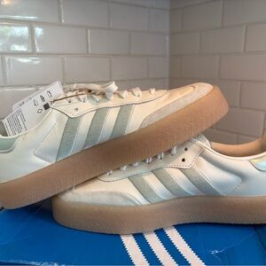 Adidas Samba White/Silver Women’s Size 9.5/ Men’s Size 7. Brand New w/ Tags.